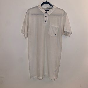 Billabong Mens Polo, White with Blue Stitching, Size Large